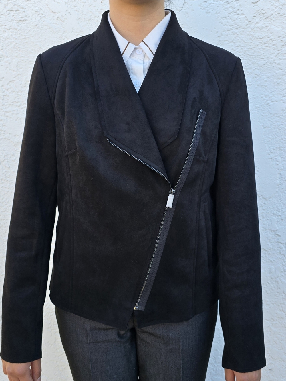 NEW Tahari Black Faux Suede Jacket